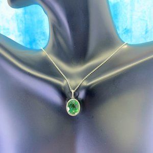 14K White Gold Spinel & White Diamond Pendant